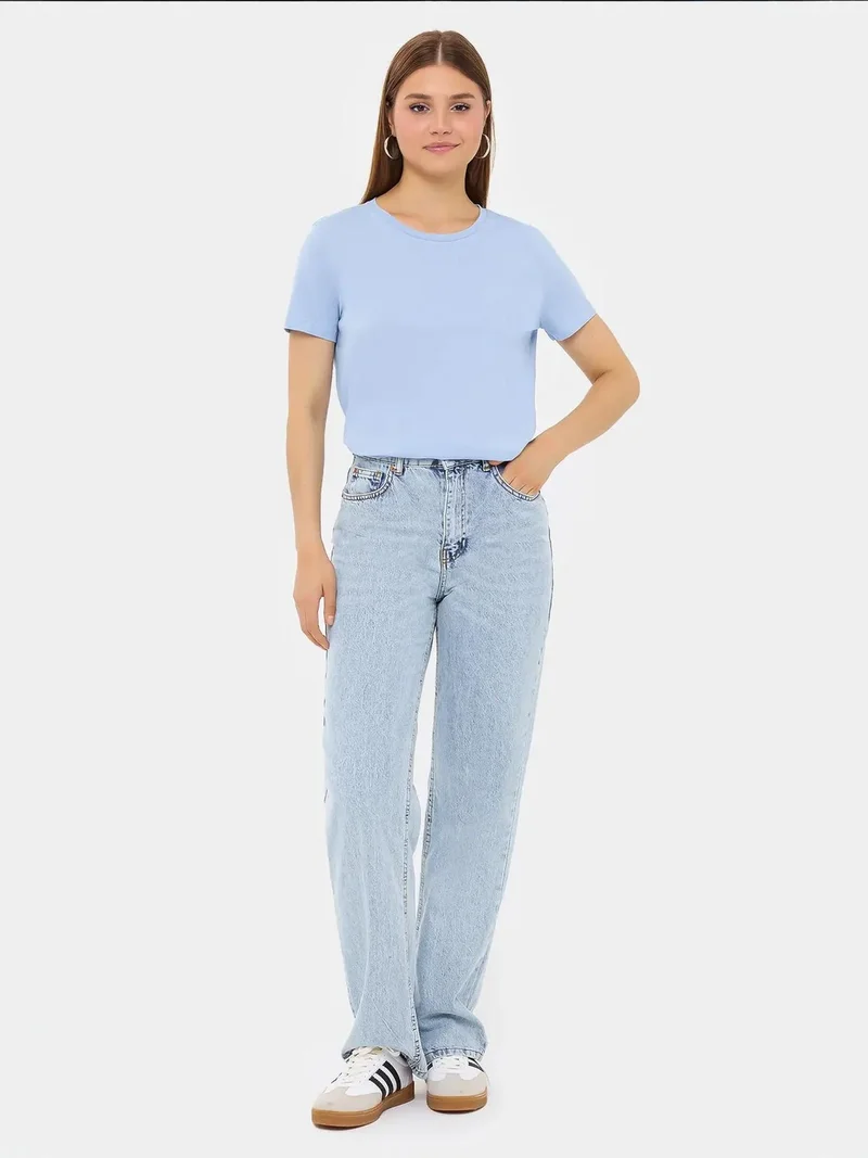 HICCUP Basic Round Neck Short Sleeve T-Shirt