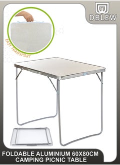 DBLEW Folding Camping Table Aluminium Hiking Picnic Party Foldable Desk Portable Indoor Outdoor Garden Dining Utility BBQ Stand Unfolded Size 80x68x60cm  - Image 1