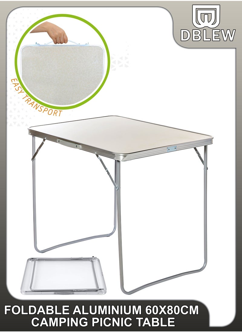 DBLEW Folding Camping Table Aluminium Hiking Picnic Party Foldable Desk Portable Indoor Outdoor Garden Dining Utility BBQ Stand Unfolded Size 80x68x60cm  - Image 1