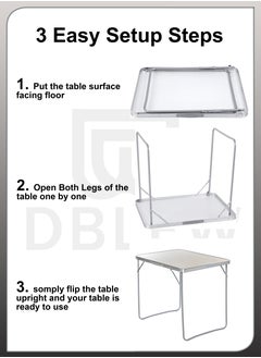 DBLEW Folding Camping Table Aluminium Hiking Picnic Party Foldable Desk Portable Indoor Outdoor Garden Dining Utility BBQ Stand Unfolded Size 80x68x60cm  - Image 3