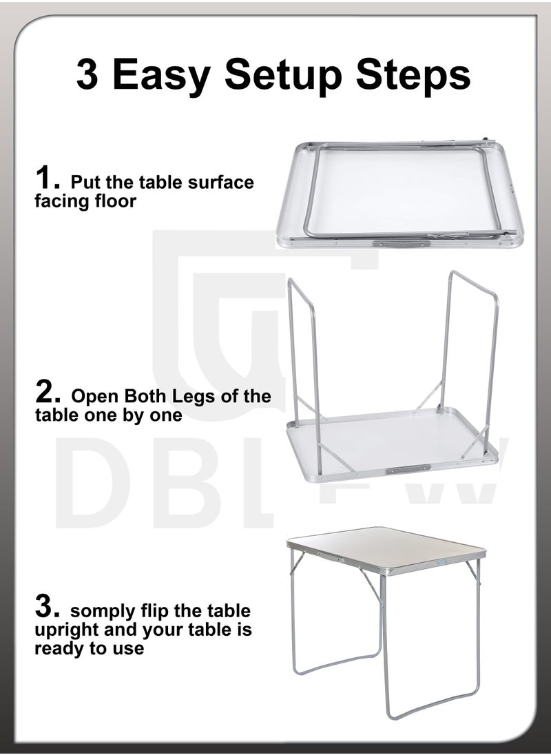DBLEW Folding Camping Table Aluminium Hiking Picnic Party Foldable Desk Portable Indoor Outdoor Garden Dining Utility BBQ Stand Unfolded Size 80x68x60cm  - Image 3