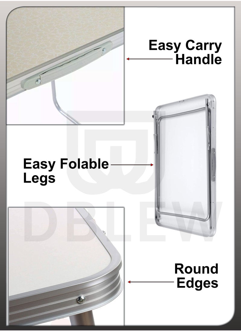 DBLEW Folding Camping Table Aluminium Hiking Picnic Party Foldable Desk Portable Indoor Outdoor Garden Dining Utility BBQ Stand Unfolded Size 80x68x60cm  - Image 2