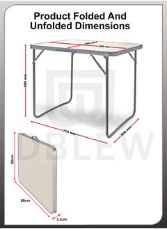 DBLEW Folding Camping Table Aluminium Hiking Picnic Party Foldable Desk Portable Indoor Outdoor Garden Dining Utility BBQ Stand Unfolded Size 80x68x60cm  - Image 4