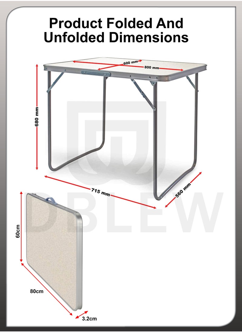 DBLEW Folding Camping Table Aluminium Hiking Picnic Party Foldable Desk Portable Indoor Outdoor Garden Dining Utility BBQ Stand Unfolded Size 80x68x60cm  - Image 4