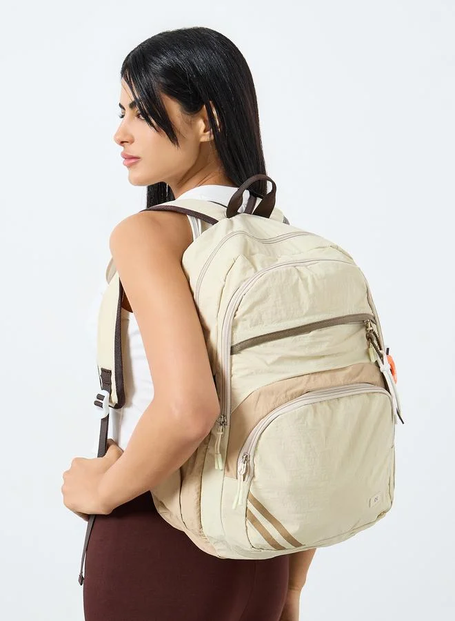 Women Cream Contrast Drop Backpack