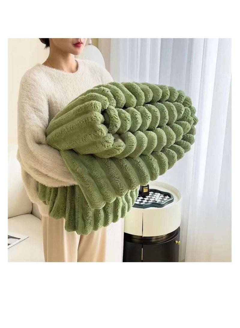 Faux Fur Blanket Thick Warm Rabbit Hair Gray Plush Soft Plaid Throw 200*230cm for Double Bed Winter Sofa Cover - Image 1
