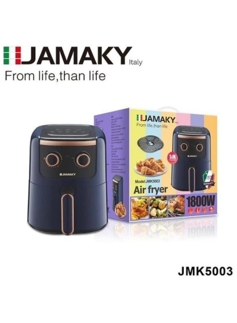 Jamaky Italy قلاية هوائية صحية من جاماكى بسعة 5 لتر وقدرة 1800 وات - jmk 5003  - Image 1