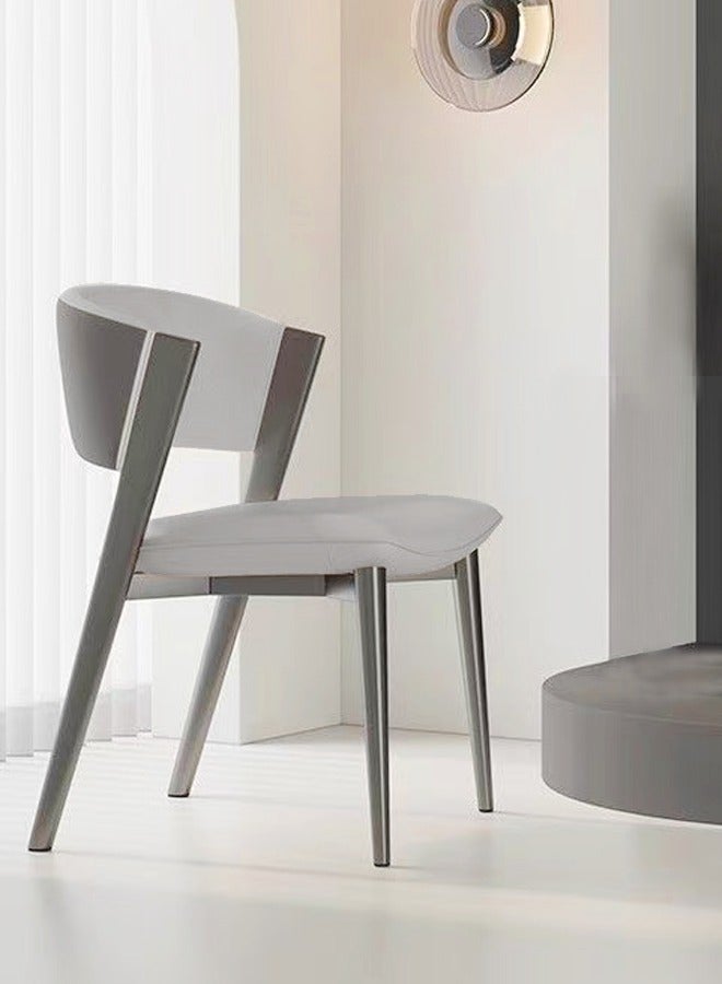 fashionhome Set of 2 Multipurpose Use Italian Light Luxury Dining Chairs Minimalist Design Curved Upholstered Leather Backrest Accent Chairs Comfortable Restaurant Chairs Durable Carbon Steel Legs Living Room Chairs 44x50x80 cm - Image 3