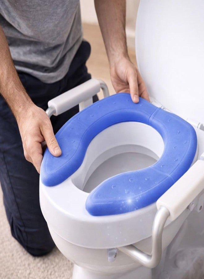 MEXPLE RaiXerTOP Soft Toilet Seat Cover Pad | Thick, Warm & Washable Cushioned Toilet Seat | Ergonomic Comfort | Fits MEXPLE 2, 4 & 6 Inch Commode Raisers | Blue - Image 1