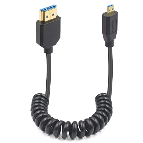 Duttek 8K Coiled Micro HDMI to HDMI Cable 1FT-4FT, 48Gbps HDMI to Micro HDMI 2.1 Cable Ultra Thin (8K@60Hz, 4K@240Hz) for Camera, Raspberry Pi 5 4, GoPro Hero, Cam Link Samsung G8,G9 and HDR Support - Image 1