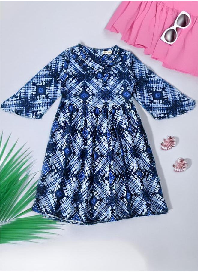 BELLA MODA - All-Over Print V Neck Long Sleeves Dress by Styli - Image 1