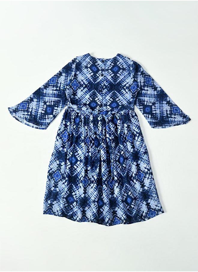 BELLA MODA - All-Over Print V Neck Long Sleeves Dress by Styli - Image 1