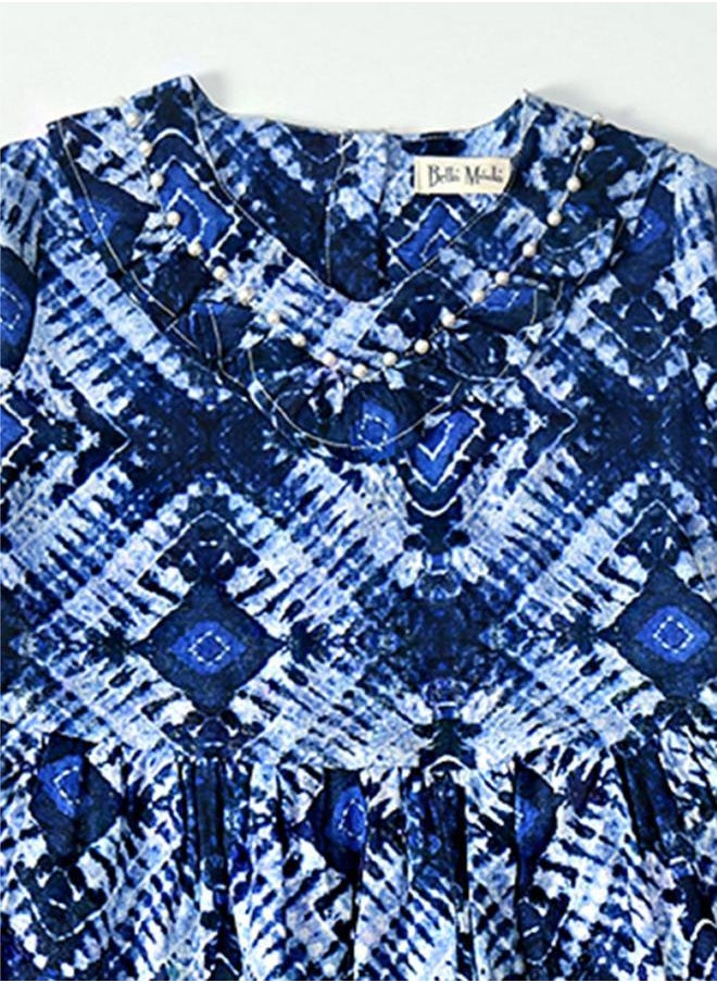 BELLA MODA - All-Over Print V Neck Long Sleeves Dress by Styli - Image 1