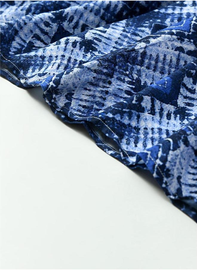 BELLA MODA - All-Over Print V Neck Long Sleeves Dress by Styli - Image 1