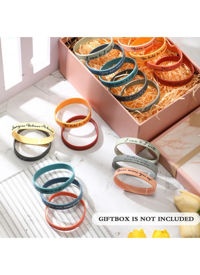 Sieral - 50 Pcs Inspirational Wristbands Motivational Bracelets Rubber Bracelets Thank You Gifts Bulk For Kids Students Women Men Stretch Quote Silicone Bracelets(Bright Colors Teens Size) - Image 1