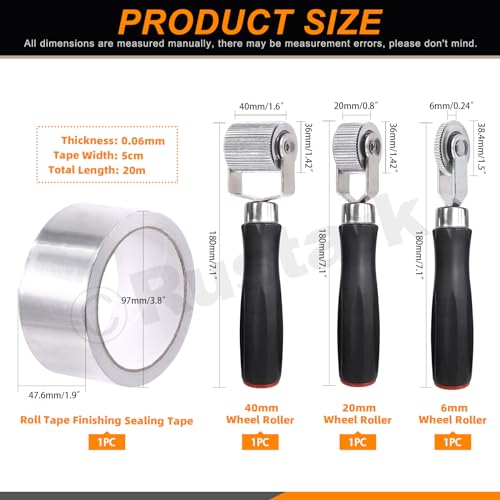 Rustark 4Pcs Car Sound Deadening Roller Set with 66 Feet Aluminum Foil Tape, 3 Different Sizes Auto Soundproofing Rollers and Tape for Car Noise Sound Deadening Installation (6mm 20mm 40mm) - Image 2