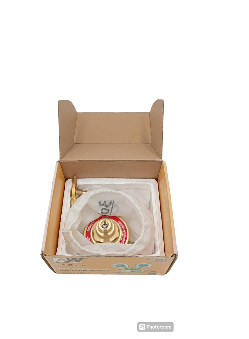 BW R213 Acetylene Gas Regulator with Dual Pressure Gauges, Brass Body - Image 3