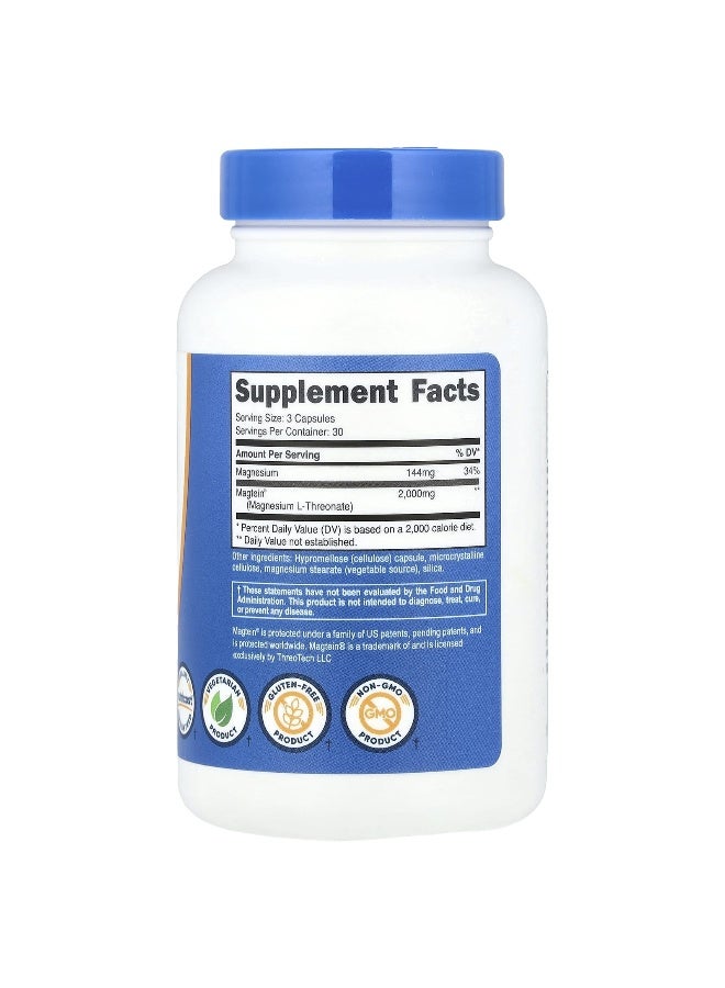 Nutricost, Magtein®, Magnesium L-Threonate, 2,000 mg, 90 Capsules (666 mg per Capsule) (Packaging may vary) - Image 2