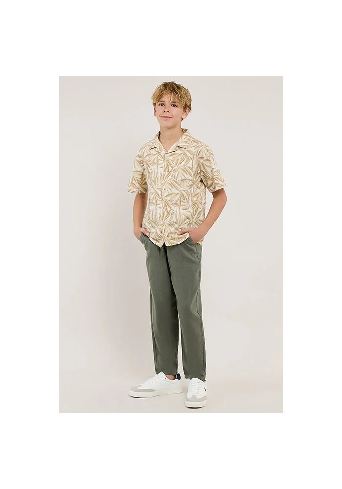 أر أند بي Solid Relaxed Fit Pants with Drawstring Waist
