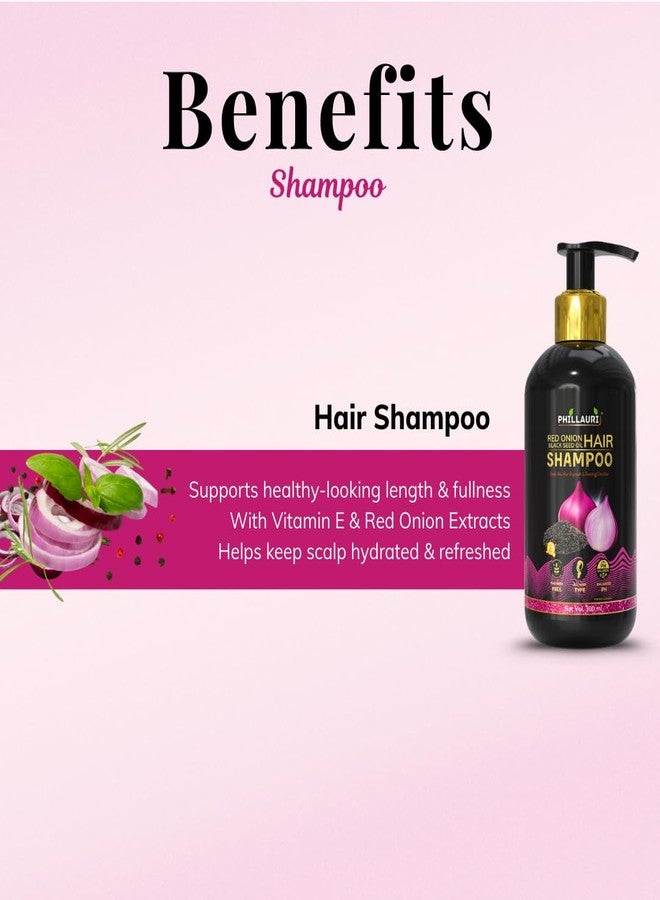 Phillauri Red Onion Black Seed Oil Hair Shampoo | For Hair Fall Control | For Dry and Frizzy Hair | Control Hair Fall | For Smooth & Shiney Hair Shampoo - 300ml - Image 3