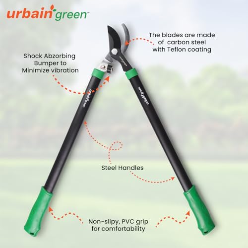 Urbain Green 26" Bypass Lopper by Sharpex with 30mm Cutting Capacity, Garden Pruner & Tree Trimmer with Comfortable Steel Handles and PVC Grip - Image 4