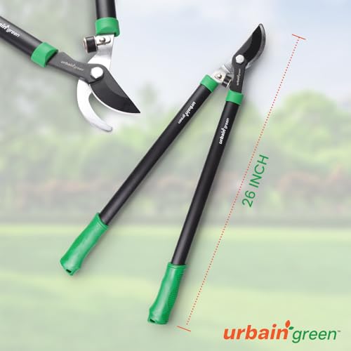 Urbain Green 26" Bypass Lopper by Sharpex with 30mm Cutting Capacity, Garden Pruner & Tree Trimmer with Comfortable Steel Handles and PVC Grip - Image 2