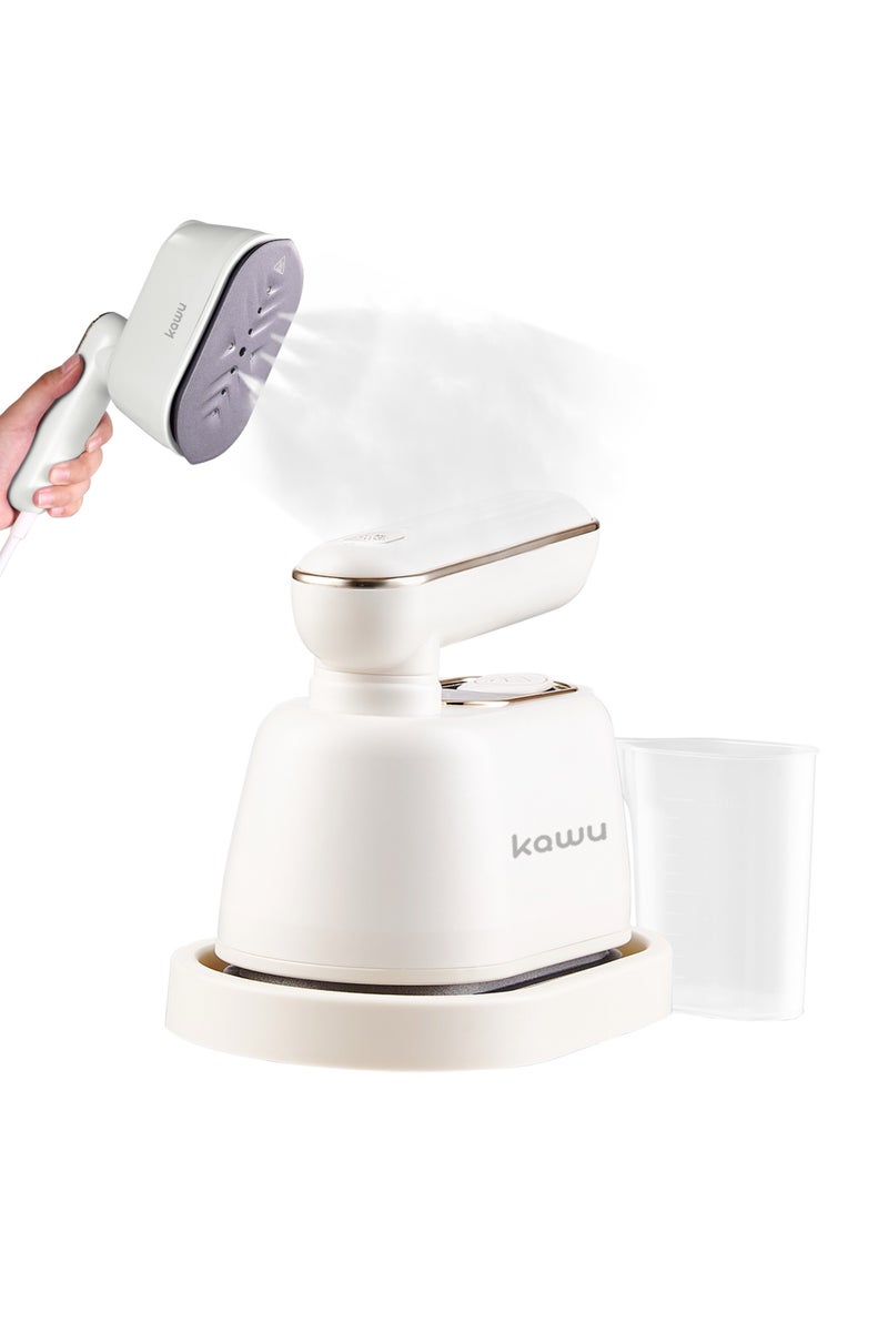  كاو مكواة بخار محمولة للسفر، مكواة بخار صغيرة 2 في 1 للملابس الجافة والرطبة، مكواة بخار محمولة قابلة للدوران 180 درجة للمنزل والسفر والمسكن والهدايا والمدرسة والمكتب والمنزل - Image 1