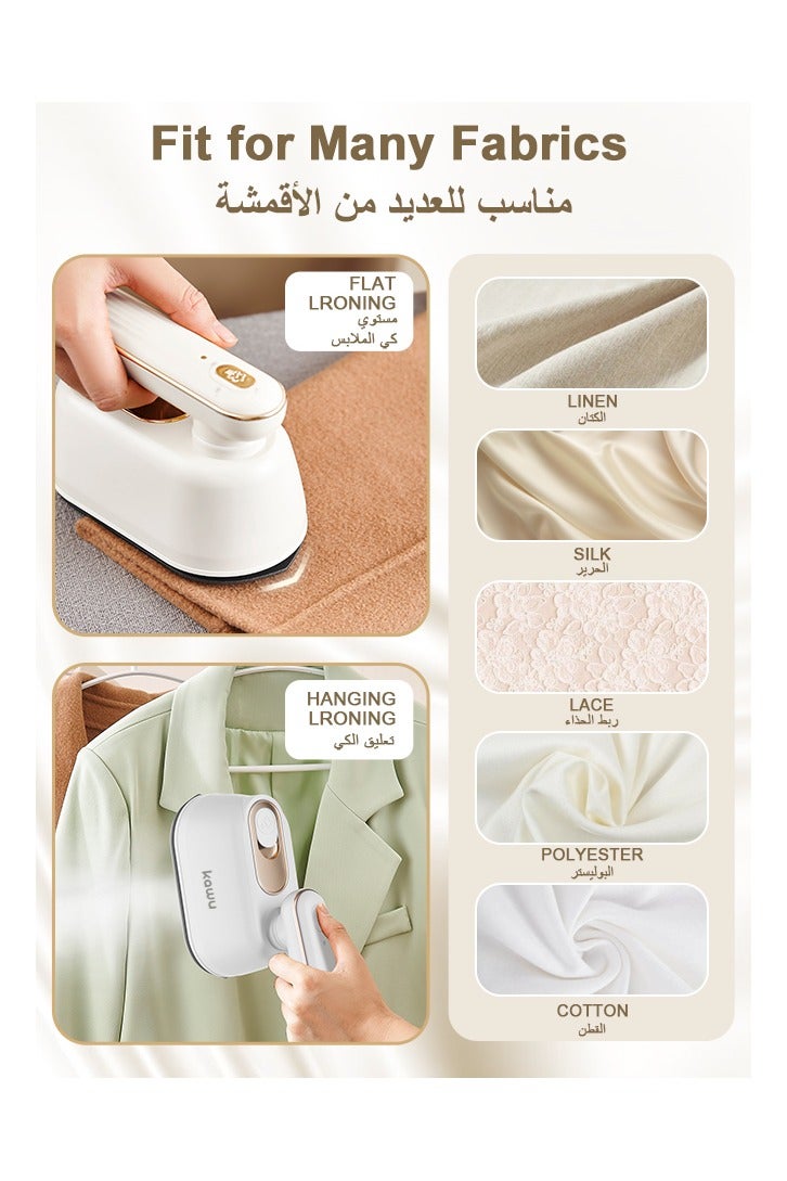  كاو مكواة بخار محمولة للسفر، مكواة بخار صغيرة 2 في 1 للملابس الجافة والرطبة، مكواة بخار محمولة قابلة للدوران 180 درجة للمنزل والسفر والمسكن والهدايا والمدرسة والمكتب والمنزل - Image 3