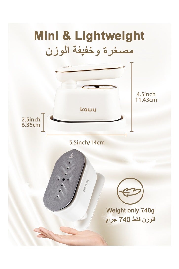  كاو مكواة بخار محمولة للسفر، مكواة بخار صغيرة 2 في 1 للملابس الجافة والرطبة، مكواة بخار محمولة قابلة للدوران 180 درجة للمنزل والسفر والمسكن والهدايا والمدرسة والمكتب والمنزل - Image 5