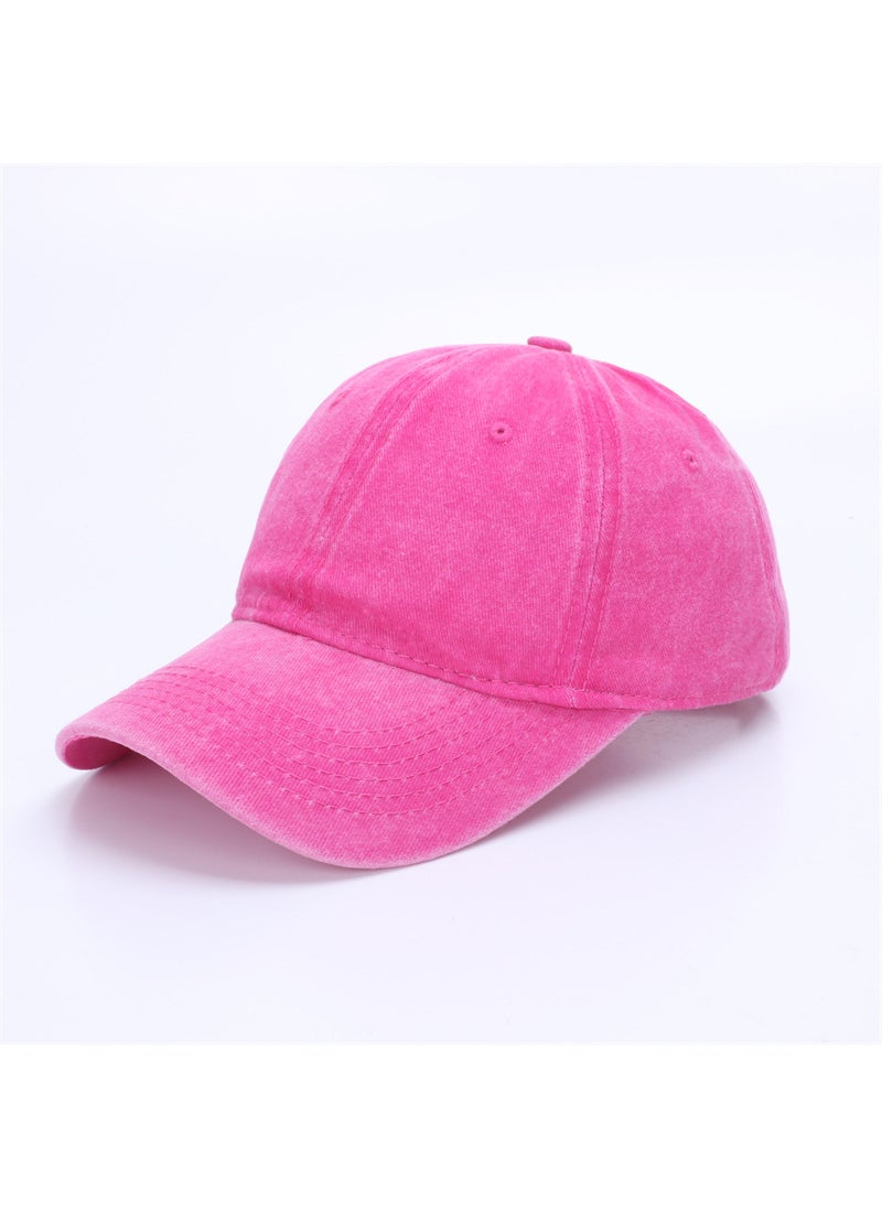 Generic 26 Color Washed Cotton Baseball Cap Cross-border Amazon Cotton Cap Outdoor Casual All-match Shade Light Hat Rose red 