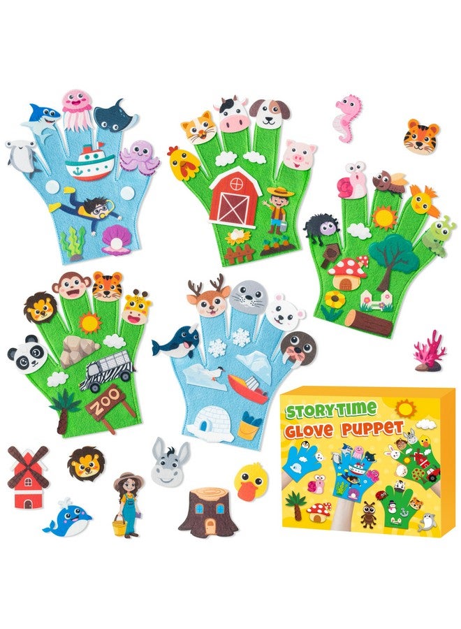 WATINC WATINC Animals Felt Story Finger Puppets - 5Pcs DTY Animal Storytelling Hand Puppet Felt Education Gift, Farm Insect Zoo Ocean Polar Animal Storytime Early Learning Role Play for Kids  - Image 1