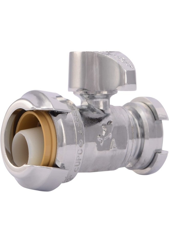 SharkBite 1/2 Push to Connect x 1/4 Inch (3/8 Inch OD) Push to Connect Straight Stop Valve, Quarter Turn, PEX Pipe, Copper, CPVC, PE-RT, HDPE, 23049-0000LF - Image 1