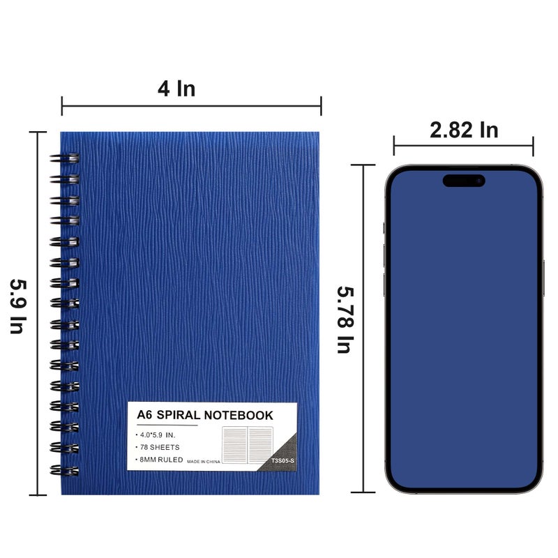 FLYING EAGLE 3 PCS Small Spiral Notebooks 4x6, A6 Cute Mini Journal Plastic Hardcover 8mm Ruled Notebook, 3 Color 234 Sheets/468 Pages, 3 Pack Small Ruled Notebooks for School Work - Image 5