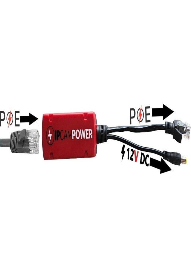IPCamPower Gigabit POE to 12V DC Converter w/POE Pass Through, Takes Incoming POE and Converts to 12V DC While Passing Through The POE, 802.3af/at POE, 10/100/1000, POE Power Splitter and Extender - Image 2