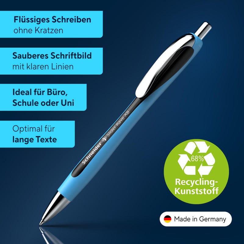 Schneider Slider Rave XB (Extra Broad) Ballpoint Pen, Refillable + Retractable, 1.4 mm, Light Blue Barrel, Black Ink, Blister Pack of 1 Pen (73251) - Image 3