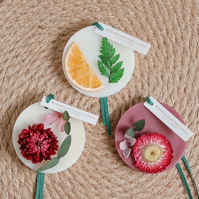 Y&D Dried Flower & Plants Solid Armoire Beeswax Premium Scented Aromatherapy Candle Slices – Natural Orange Scent for Home Fragrance - Image 2