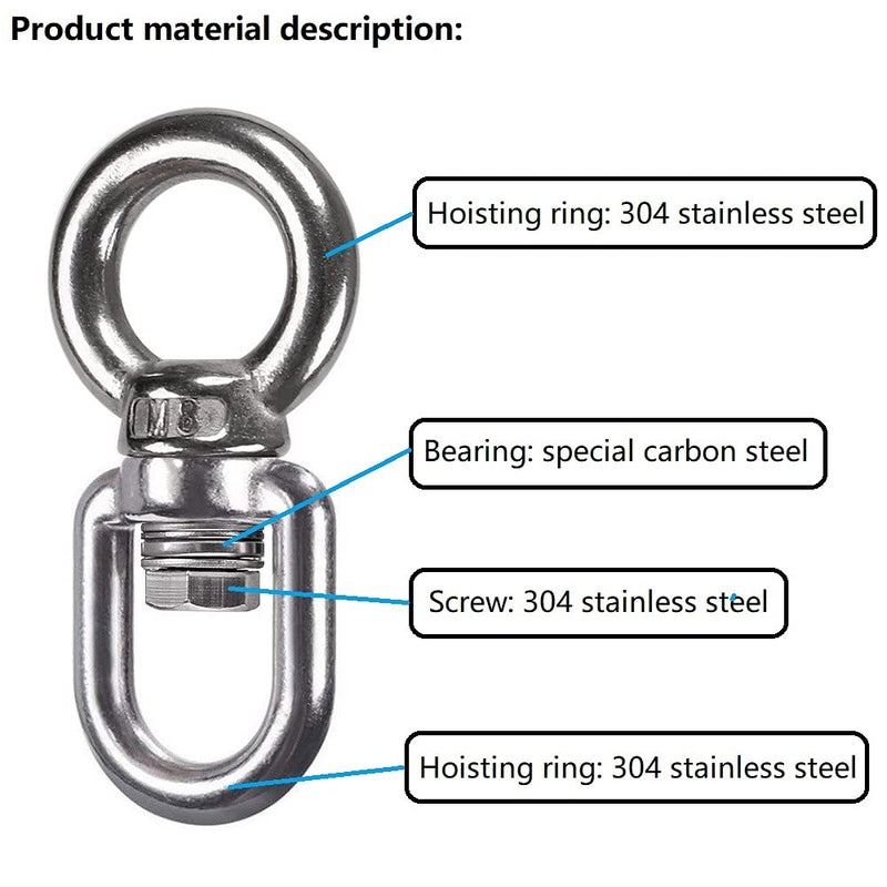 Dakzhou Bearing Swing Swivel 360Â° Rotary 820 lb Capacity, Safe and Reliable Suspension Connection Accessories for Swing Air Dance Hammock Chair Yoga Swing Climbing Projects - Image 3
