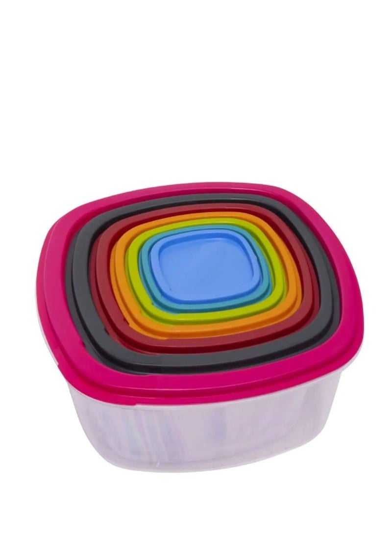 BASURRAH 8-Piece Square Food Storage Containers Set – Multi-Colored - Image 2