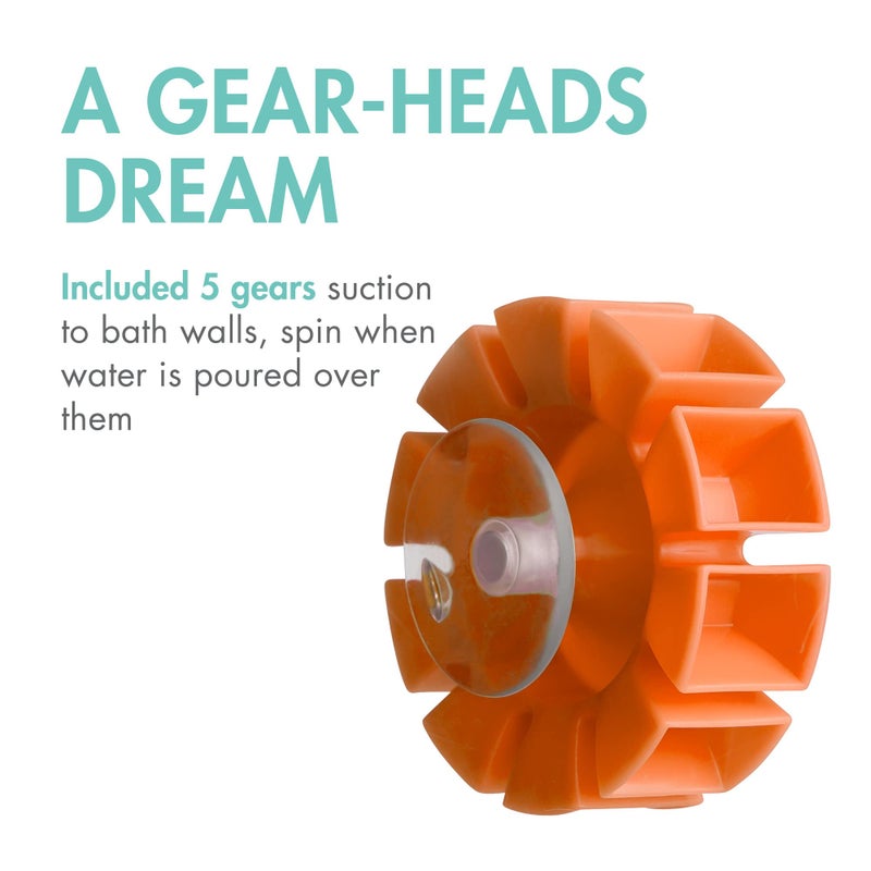 Boon Cogs Baby Bath Toys - Spinning Gear Themed Sensory Baby Toys for Bathtub - Suction Toys for Bathtub Walls - Navy and Yellow - 5 Count - Ages 12 Months and Up - Image 5