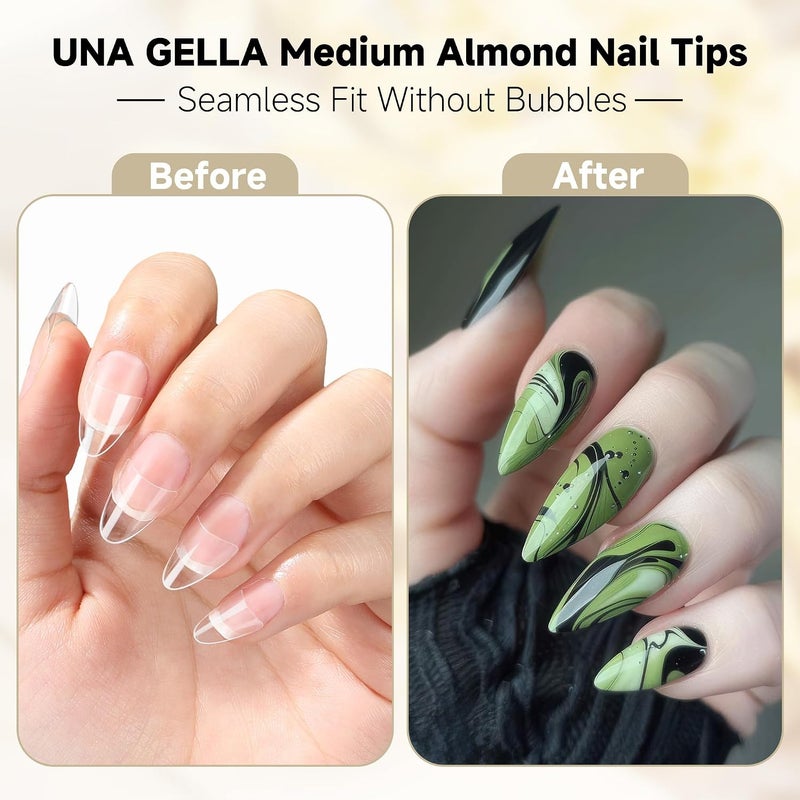 Globally engineered build Almond Gel Nails Tips Medium: 504pcs Full Matte Soft Gel Almond Shape Nail Tips Half Cover Clear Gelly Tips for Nail Art Press On Nails 12 Sizes, Nail Extensions Temp & permanent project compatible - Image 3