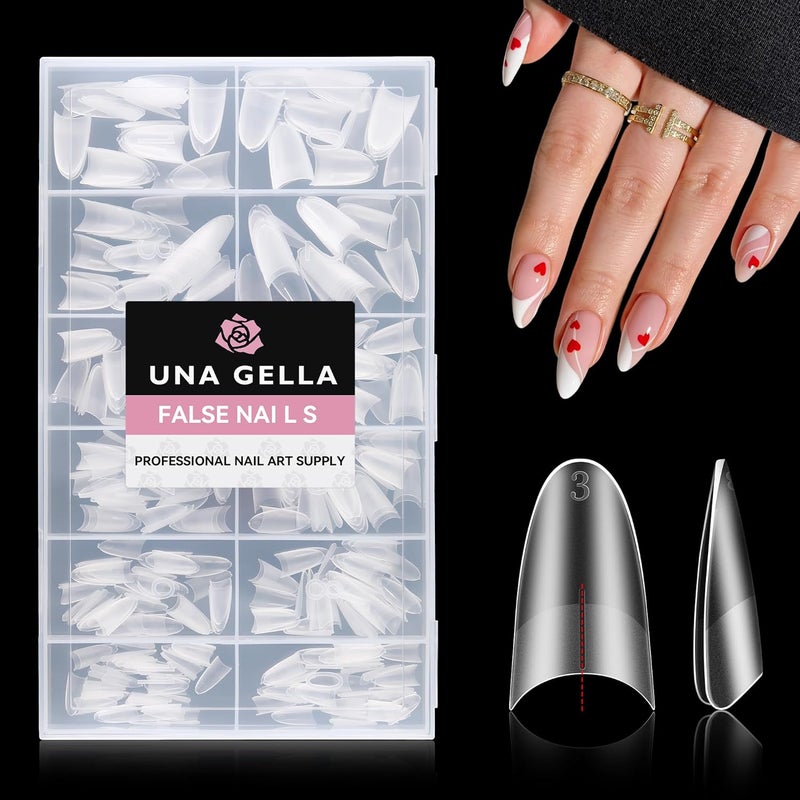Globally engineered build Almond Gel Nails Tips Medium: 504pcs Full Matte Soft Gel Almond Shape Nail Tips Half Cover Clear Gelly Tips for Nail Art Press On Nails 12 Sizes, Nail Extensions Temp & permanent project compatible - Image 1
