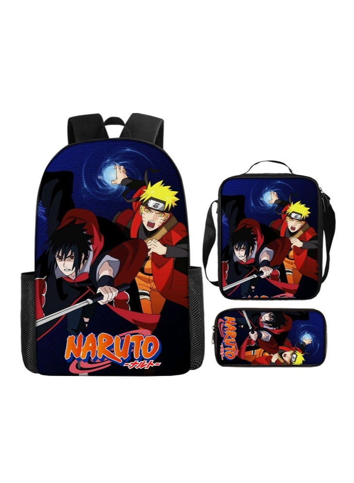 Naruto The new Naruto backpack, pencil case, shoulder bag, three-piece suit, men's and women's leisure sports travel backpack, student school backpack - Image 1