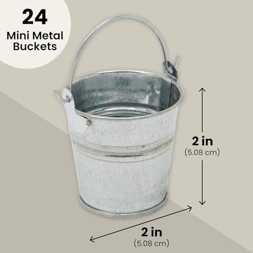 Juvale Mini Metal Buckets - 2 x 2 in, Silver, Pack of 24 - Mini Tin Buckets & Metal Tins with Handles for Party Favors, Crafts & Galvanized Decor - Image 4