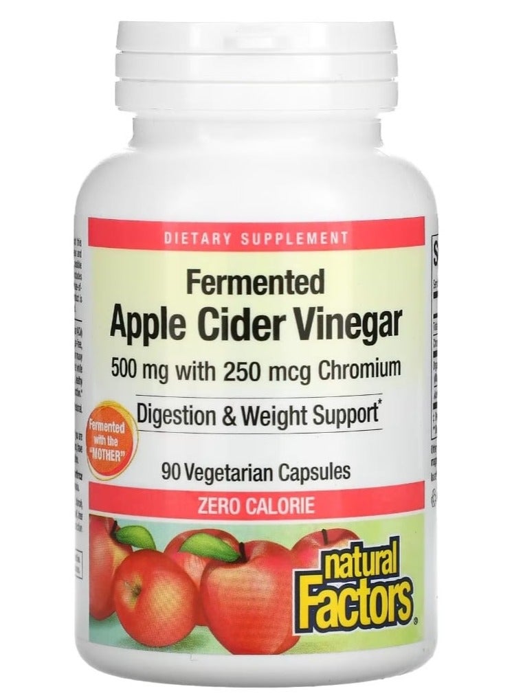 natural Factors Fermented Apple Cider Vinegar 500 mg 90 Vegetarian Capsules 