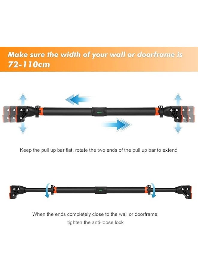 Generic - Pull Up Bar, Door Pull Up Bar with Level Gauge, Screwless Installation, Adjustable for Different Width Doors, 440lbs, Home Gym Fitness Workout Bar - Image 1