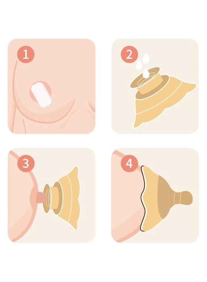 Nipple Shields for Nursing Newborn - 2 Packs - Silicone Breast Shields Nursing Caps for Breastfeeding Baby and Mommy Breast Shell, Orange - Image 4