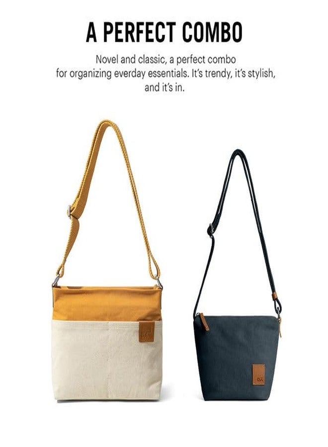 دايلي أوبجيكتز حقيبة كتف رفيعة من DailyObjects وحقيبة كروس من Sunday للنساء والفتيات | قماش قطني متين | حقيبة أنيقة للسفر/العمل | إغلاق بسحاب وحزام قابل للتعديل | جيوب واسعة - مجموعة - Image 2