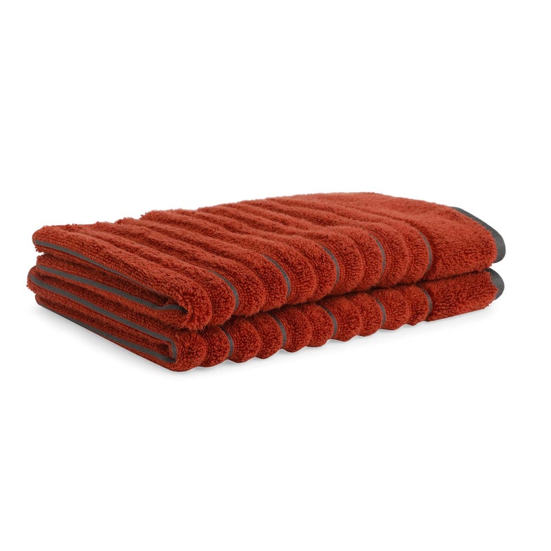 Spaces 100% Cotton Hand Towel HIGH LOFT Ribbed Texture HIGH Absorbency (Solid 40CMX60CM)-Dark Orange - Image 4