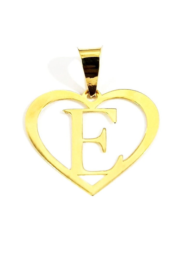 Hamsa.ae 18K Pure Gold Heart Letter E Design Necklace For Women - Image 2