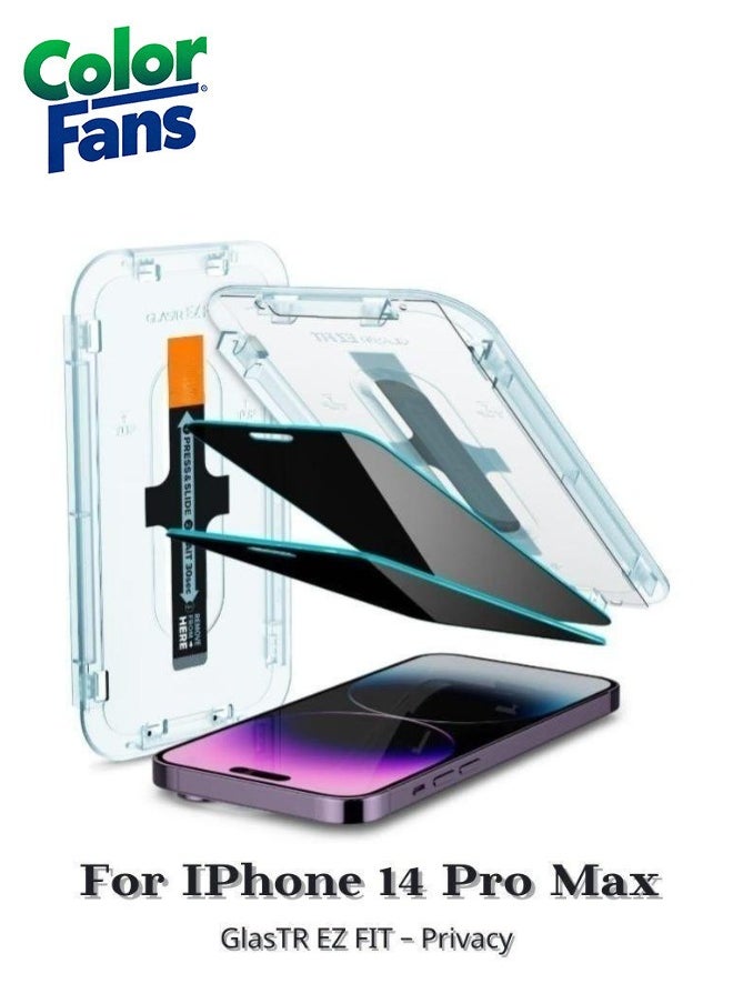 Color Fans GlasTR EZ FIT Privacy iPhone 14 Pro Max Tempered Glass Screen Protector -2 Pack  - Image 1